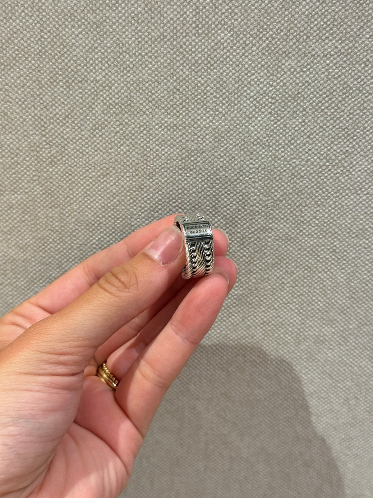 Buddha to Buddha Ring Edwin Small - maat 18, Sieraden, Tassen en Uiterlijk, Ringen, 18 tot 19, Verzenden, Zo goed als nieuw, Dame of Heer