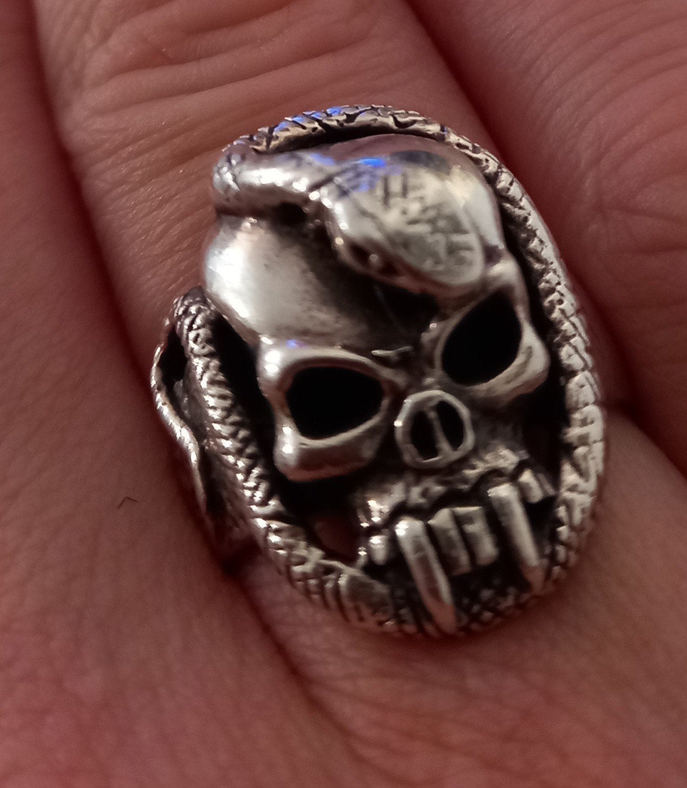 Echte Zilveren Skull Ring 925 Sterling Zilver/unisex, Ophalen of Verzenden, Gebruikt, Zilver