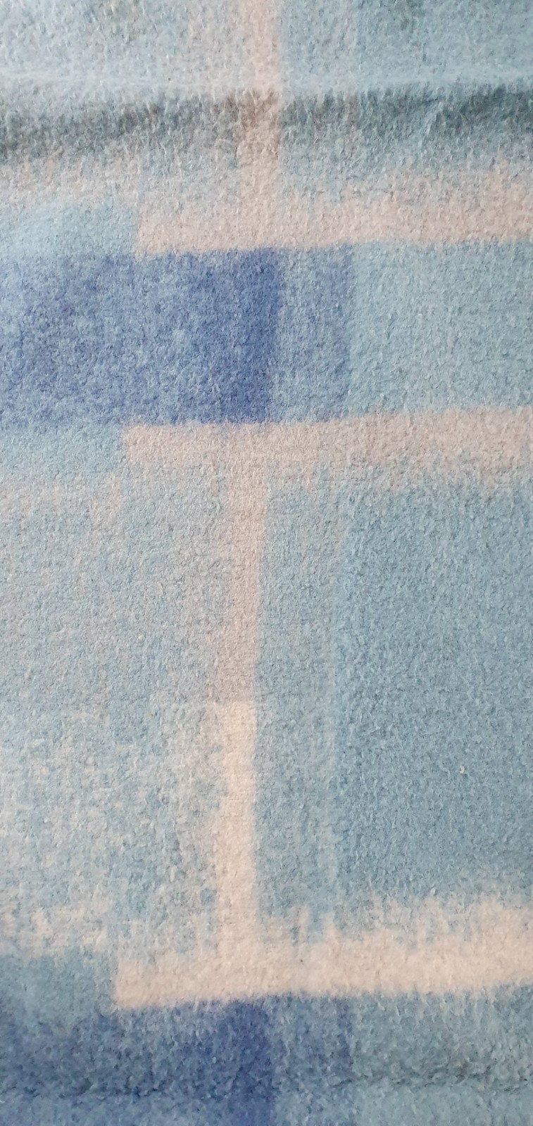 Vintage wollen deken blauw/wit/lichtblauw jaren '70, Gebruikt, Eenpersoons, Blauw, Ophalen of Verzenden