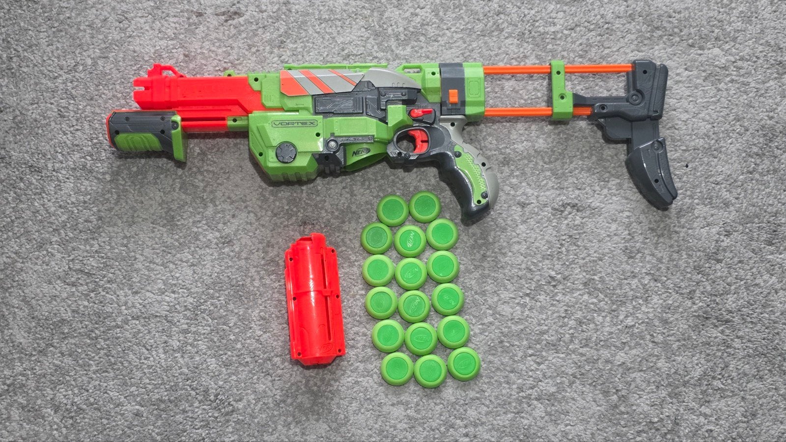 Nerf Vortex Blaster met magazijn en schijven, Ophalen of Verzenden, Zo goed als nieuw, Jongen of Meisje