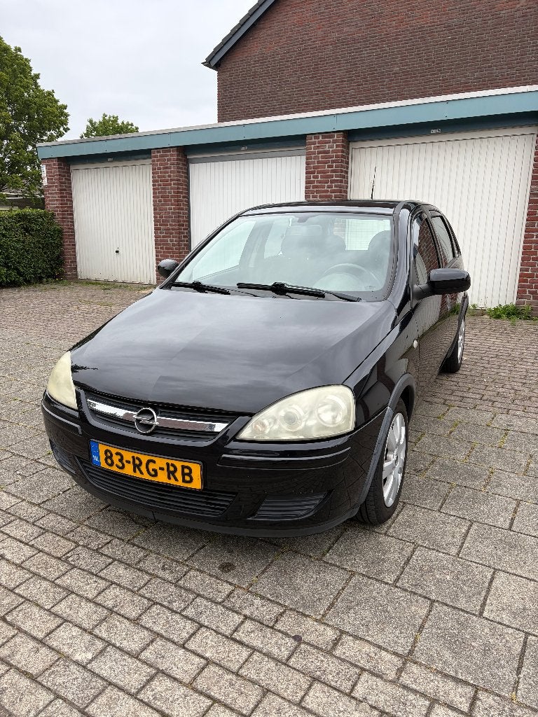 Opel Corsa 1.2 16V Twinport 5D 2005 Zwart, Auto's, Voorwielaandrijving, 450 kg, Trekhaak, 31 €/maand