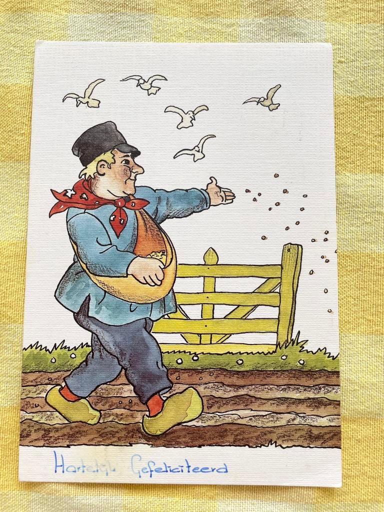 Boer zaait zijn land in - Jaap Kramer, Ophalen of Verzenden, 1980 tot heden, Gelopen, Ambachten of Beroep