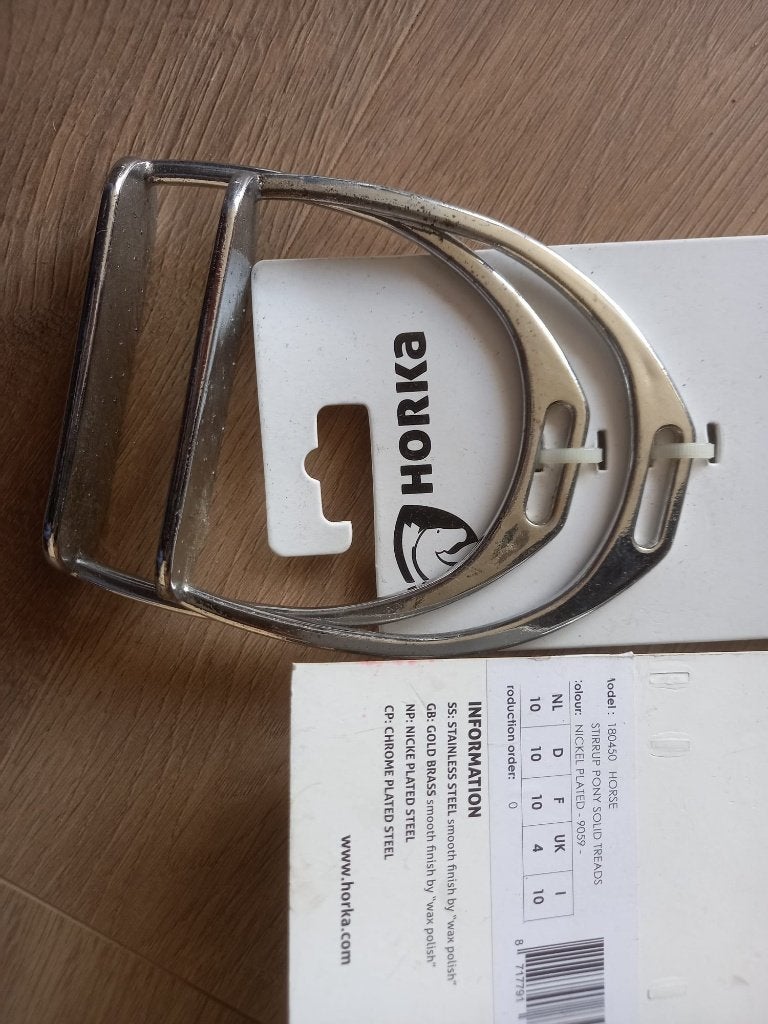 PARTIJ 6 paar kinderstijgbeugels 10 cm Horka, Zilver, Recreatie, Nieuw, Stijgbeugels