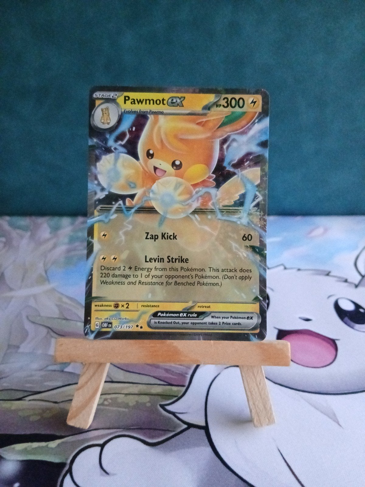 Pawmot Ex #073/197 Pokémon Obsidian Flames, Ophalen of Verzenden, Nieuw, Losse kaart, Foil