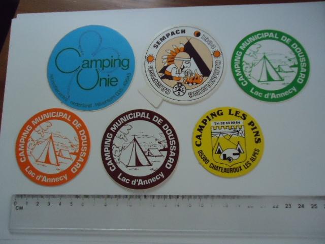 sticker oud Camping Kamperen camper caravan frankrijk 6x, Verzenden, Zo goed als nieuw, Bedrijf of Vereniging