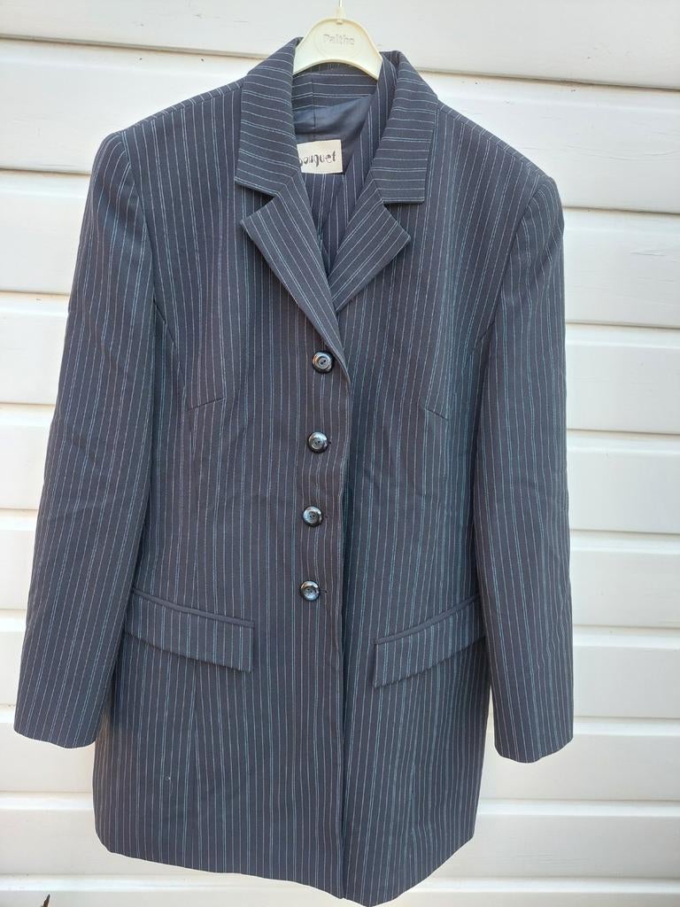 3-delig Gestreep Dames Kostuum - Maat 40, Kleding | Dames, Maat 38/40 (M), Kostuum of Pak, Blauw, Ophalen of Verzenden