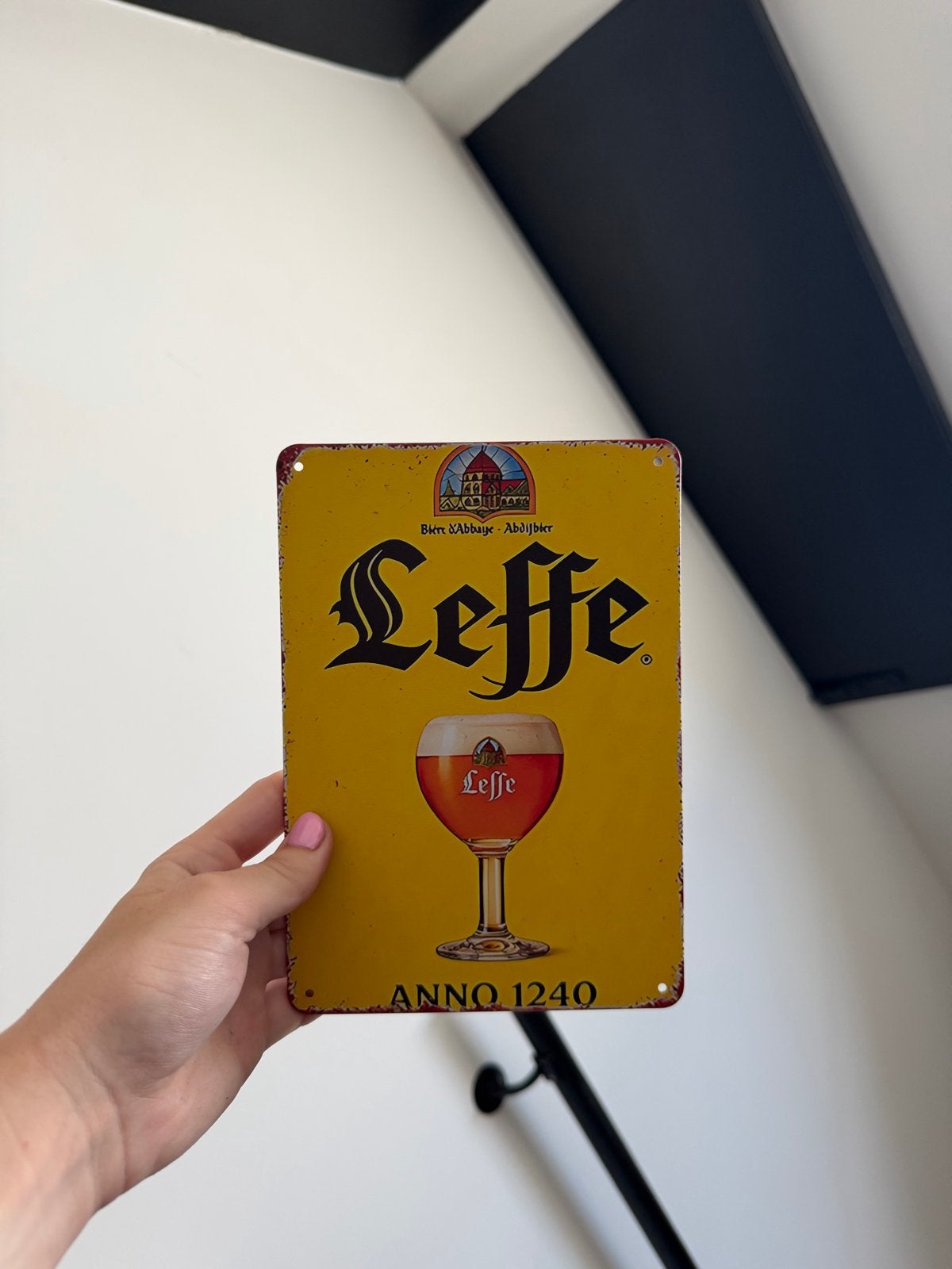 Vintage Leffe Bierbordje - Decoratief Reclamebord, Ophalen of Verzenden, Gebruikt, Reclamebord