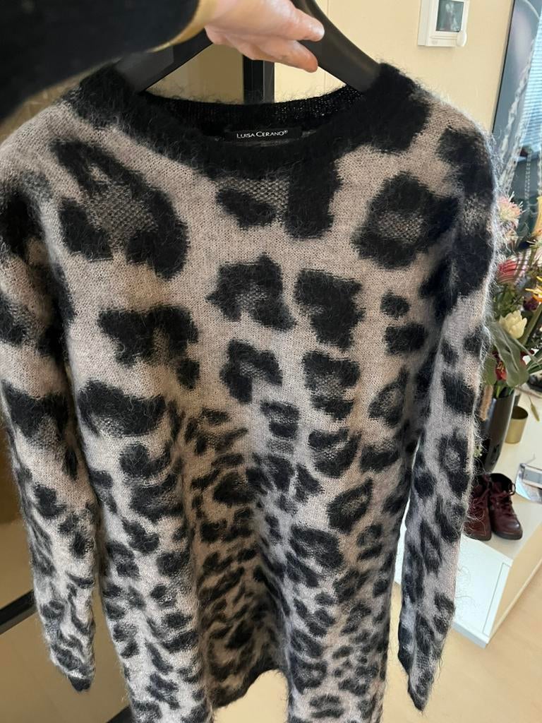 NIEUW LUISA CERANO wollen trui grijs/zwart mt36, Kleding | Dames, Truien en Vesten, Ophalen of Verzenden, Nieuw, Maat 36 (S), Zwart
