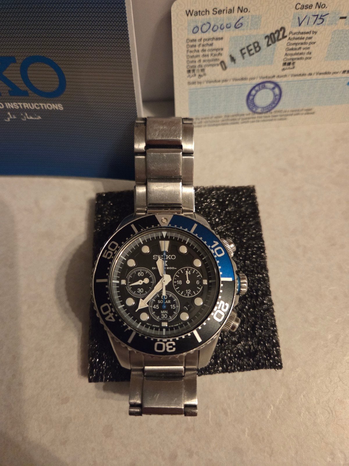 Seiko Batman Solar Chronograaf Horloge, Staal, Polshorloge, Ophalen of Verzenden, Zo goed als nieuw