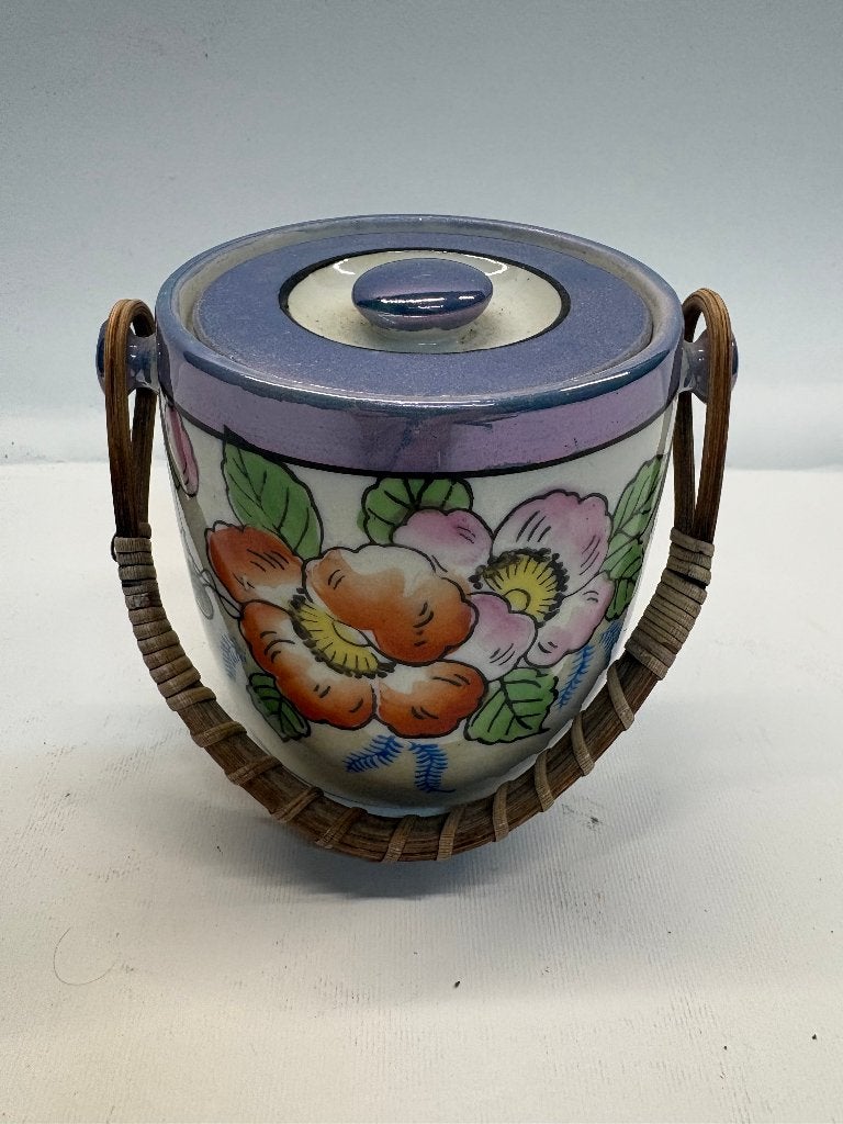Vintage Aardewerk IJsemmer met Rotan Handvatten, Ophalen of Verzenden