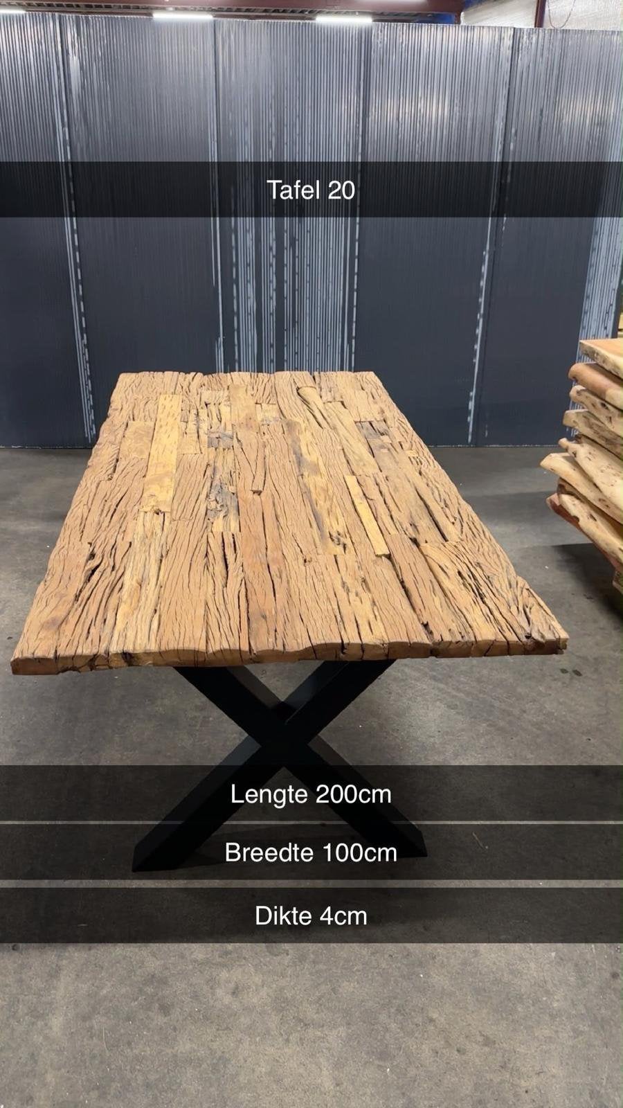 Eettafel met poten nieuw!  200cm, 5 keuze poten