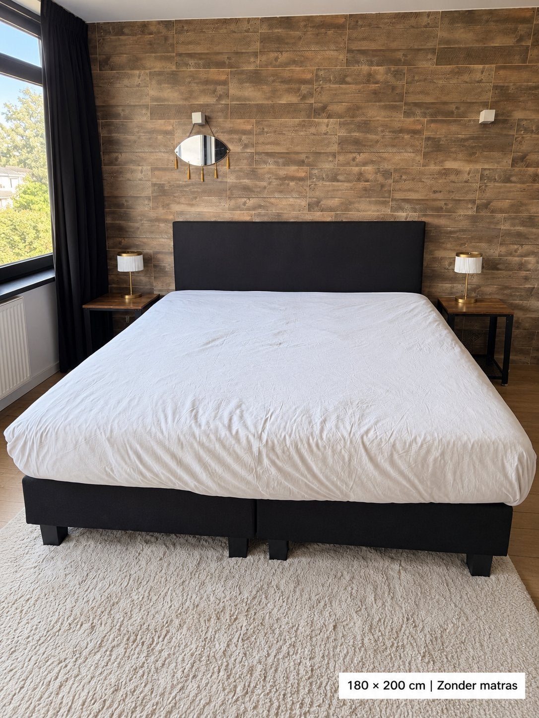Tweepersoons boxspring 180x200 cm - Zonder matras, Huis en Inrichting, Ophalen, Gebruikt, Zwart, Tweepersoons