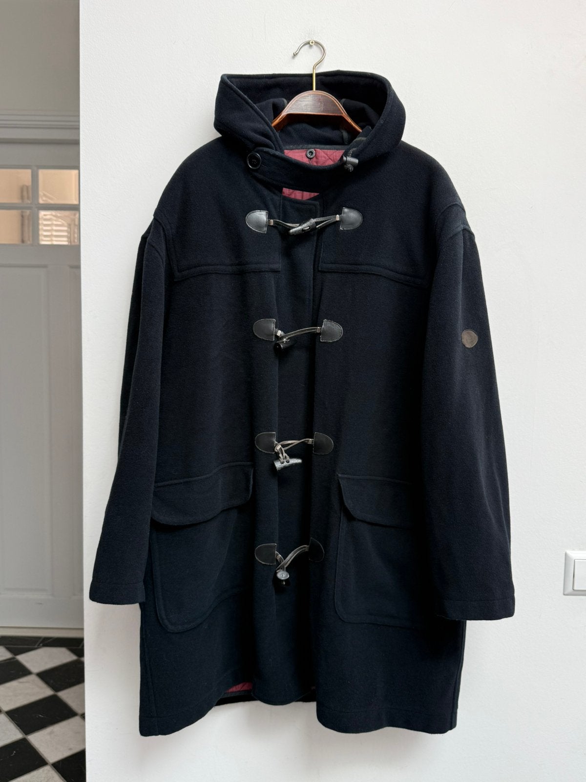Marina Yachting vintage duffelcoat, zwart, maat 52, Ophalen of Verzenden, Zo goed als nieuw, Maat 52/54 (L), Zwart