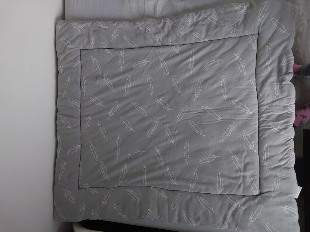 Grijs speelkleed/boxkleed met verenpatroon (meyco), Ophalen of Verzenden, Zo goed als nieuw, 70 tot 85 cm, Overige typen