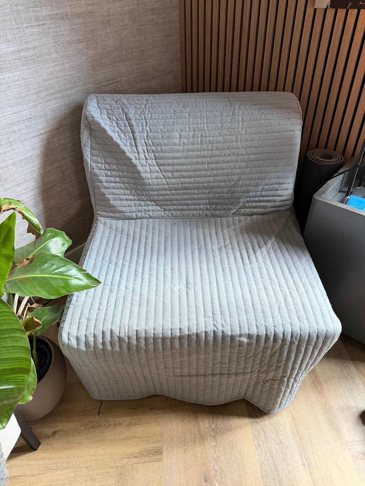 IKEA LYCKSELE LÖVÅS slaapfauteuil, lichtgrijs, Ophalen, Gebruikt, Eenpersoons, 190 cm of minder