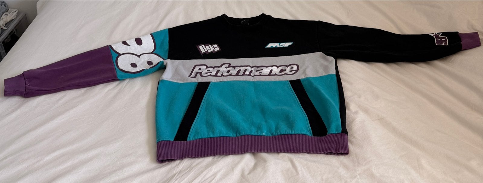 Unieke Performance Racing Sweater - Zwart, Blauw, Paars, Ophalen of Verzenden, Gedragen, Maat 38/40 (M), Zwart