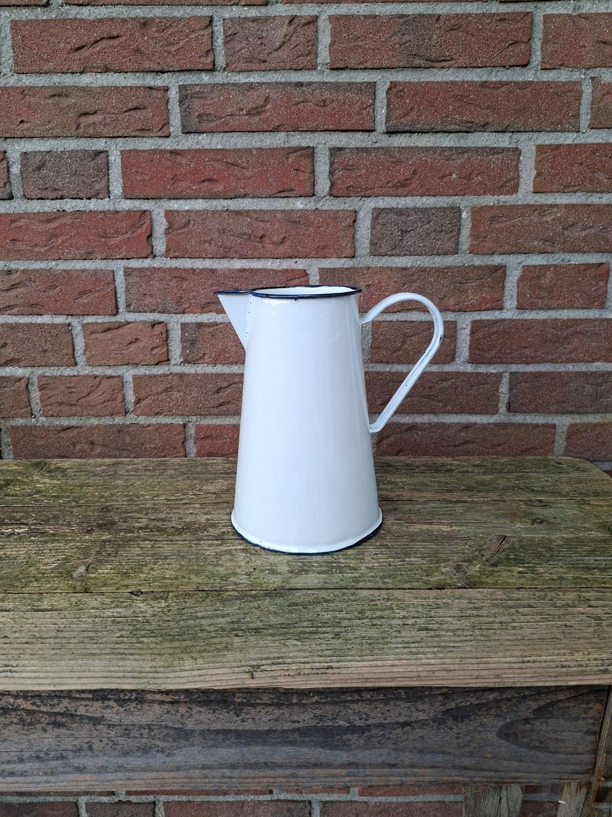 witte emaille schenkkan, Ophalen of Verzenden