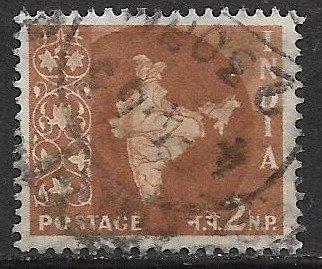 India 1957 Def serie landkaart India, Verzenden, Gestempeld, Zuid-Azië