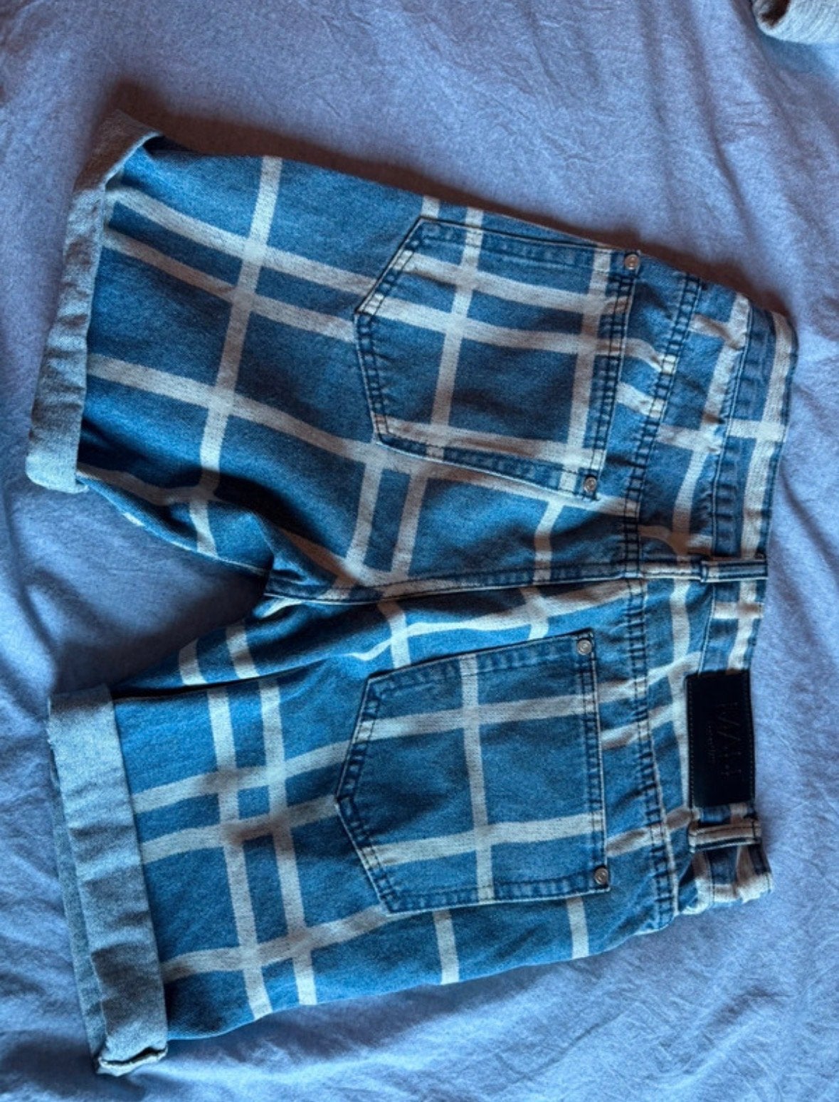 MAN denim shorts geruit - maat 30 jongens/mannen, Ophalen of Verzenden, Zo goed als nieuw, Overige maten, Blauw