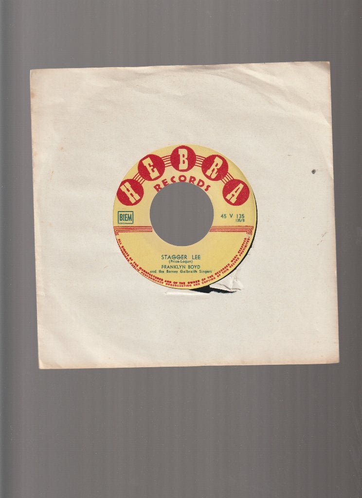 FRANKLYN  BOYD  --  STAGGER  LEE, Verzenden, Originele persing, 7 inch, Zo goed als nieuw