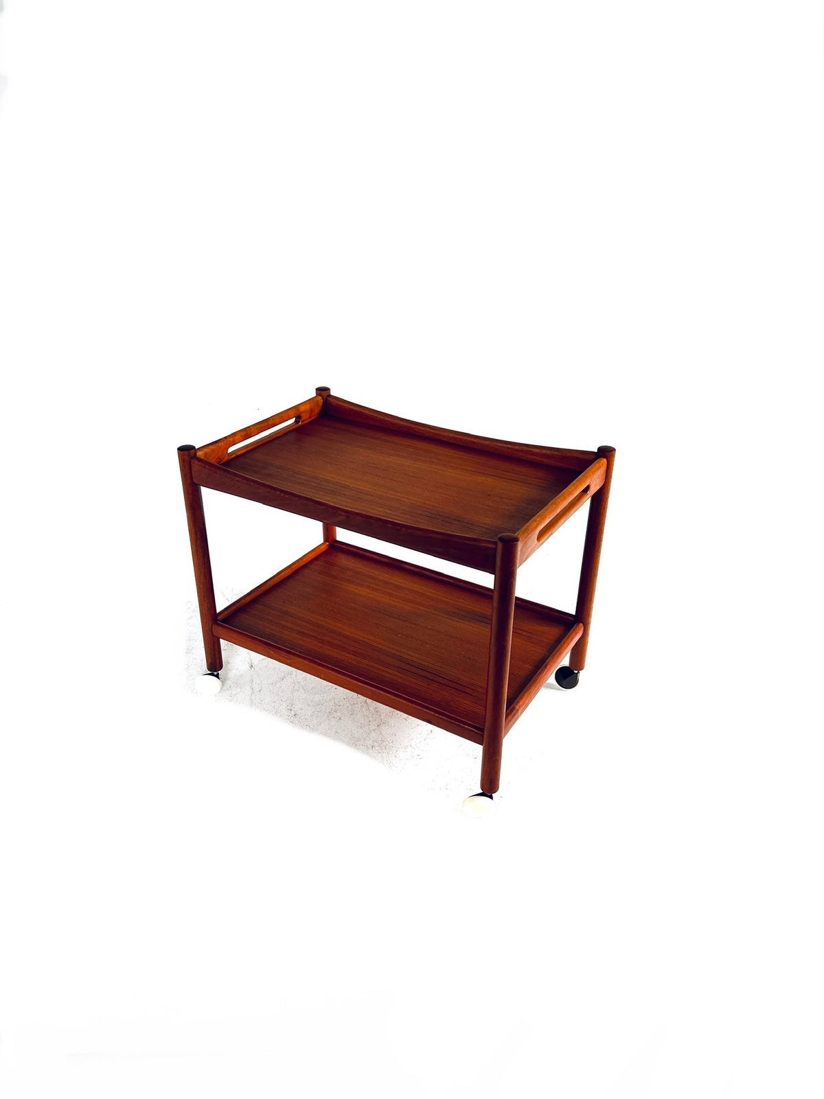 Vintage teakhouten trolley AT45, Hans J. wegner ‘60, 50 – 75, 50 tot 100 cm, Teakhout, Vintage retro buisframe design rotan webbing papercord deens