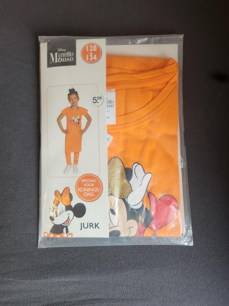 Disney oranje jurk Minnie Mouse 128-134 NIEUW (royal), Ophalen of Verzenden, Nieuw, Meisje, Jurk of Rok