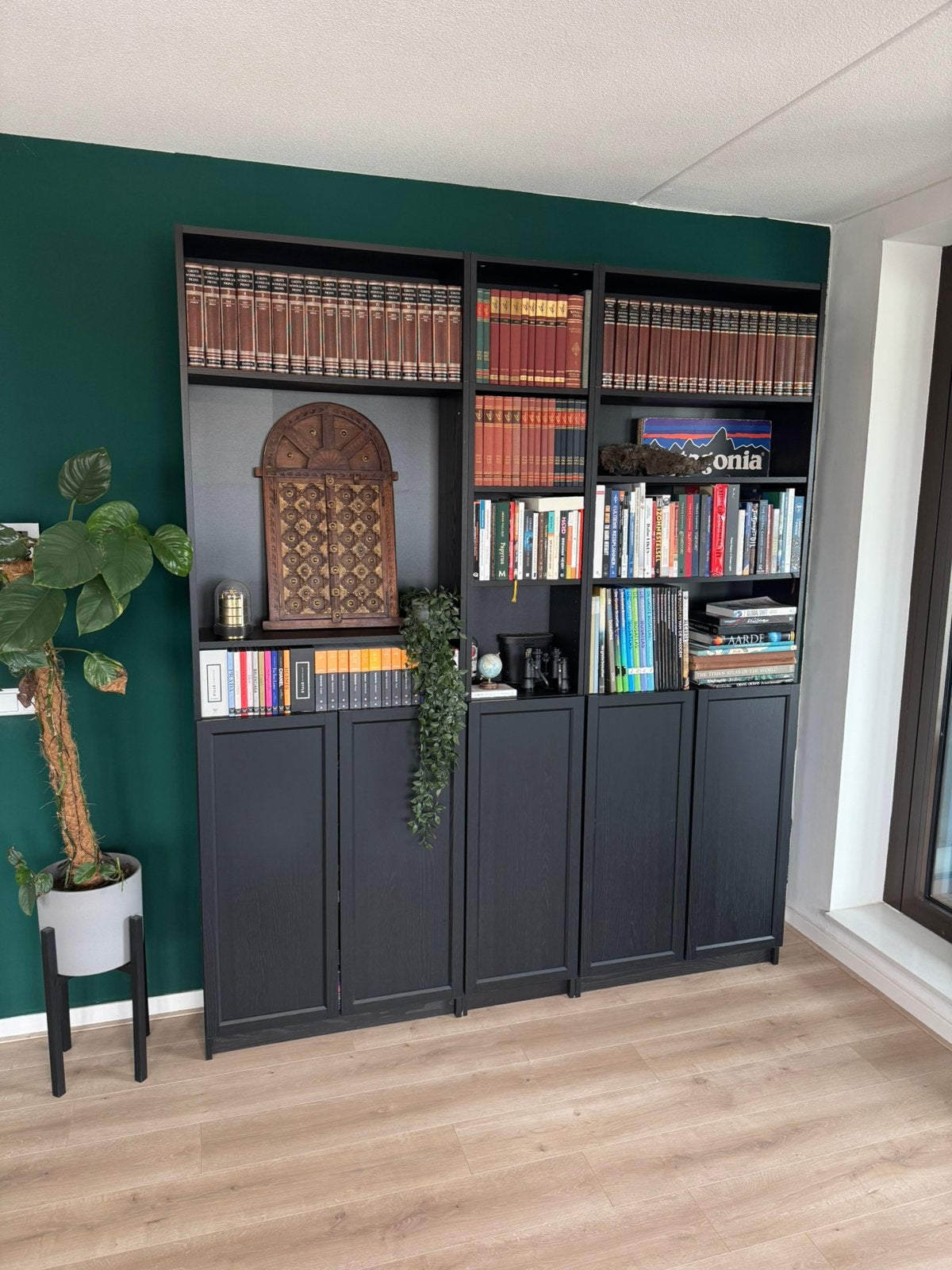 IKEA Billy Oxberg boekenkastwand 2m breed, Ophalen, Met deur(en), 200 cm of meer, Zo goed als nieuw