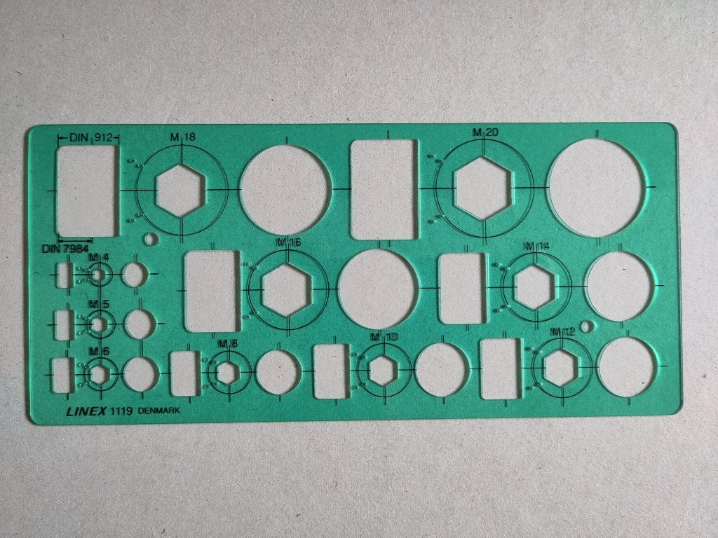 Zeskant bouten en moeren sjabloon Linex 1119, Hobby en Vrije tijd, Tekenen, Ophalen of Verzenden, Gebruikt, Overige typen