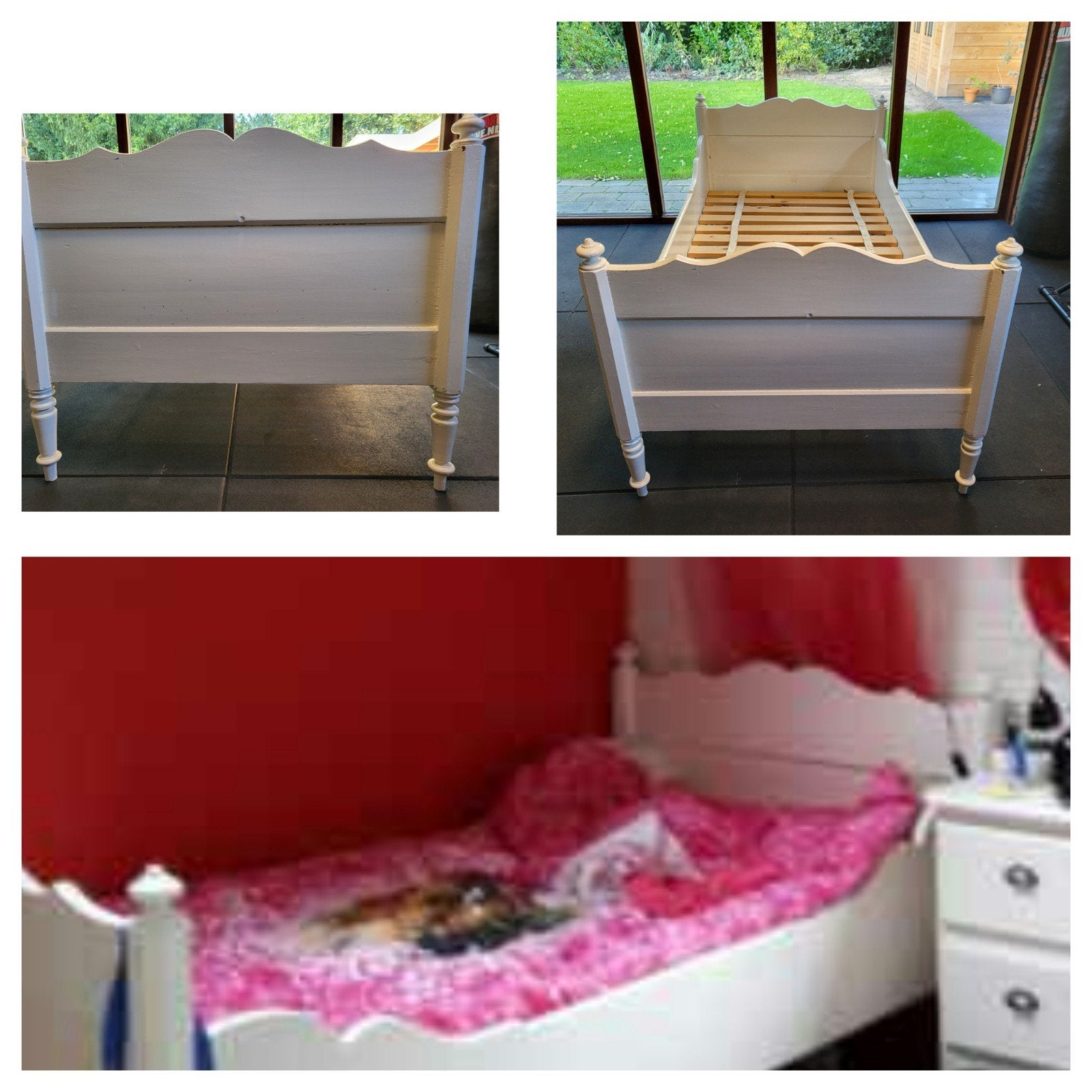 Charmant antiek kinderbed 175x90 cm met lattenbodem, Ophalen