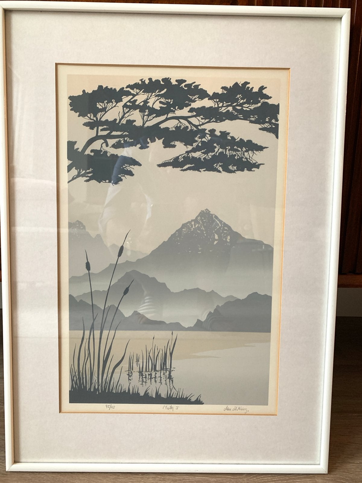 Ian Warwick King -Misty I- Handgesigneerde zeefdruk - 95/115, Ophalen of Verzenden, Landschap, Zeefdruk, 1950 - 1999