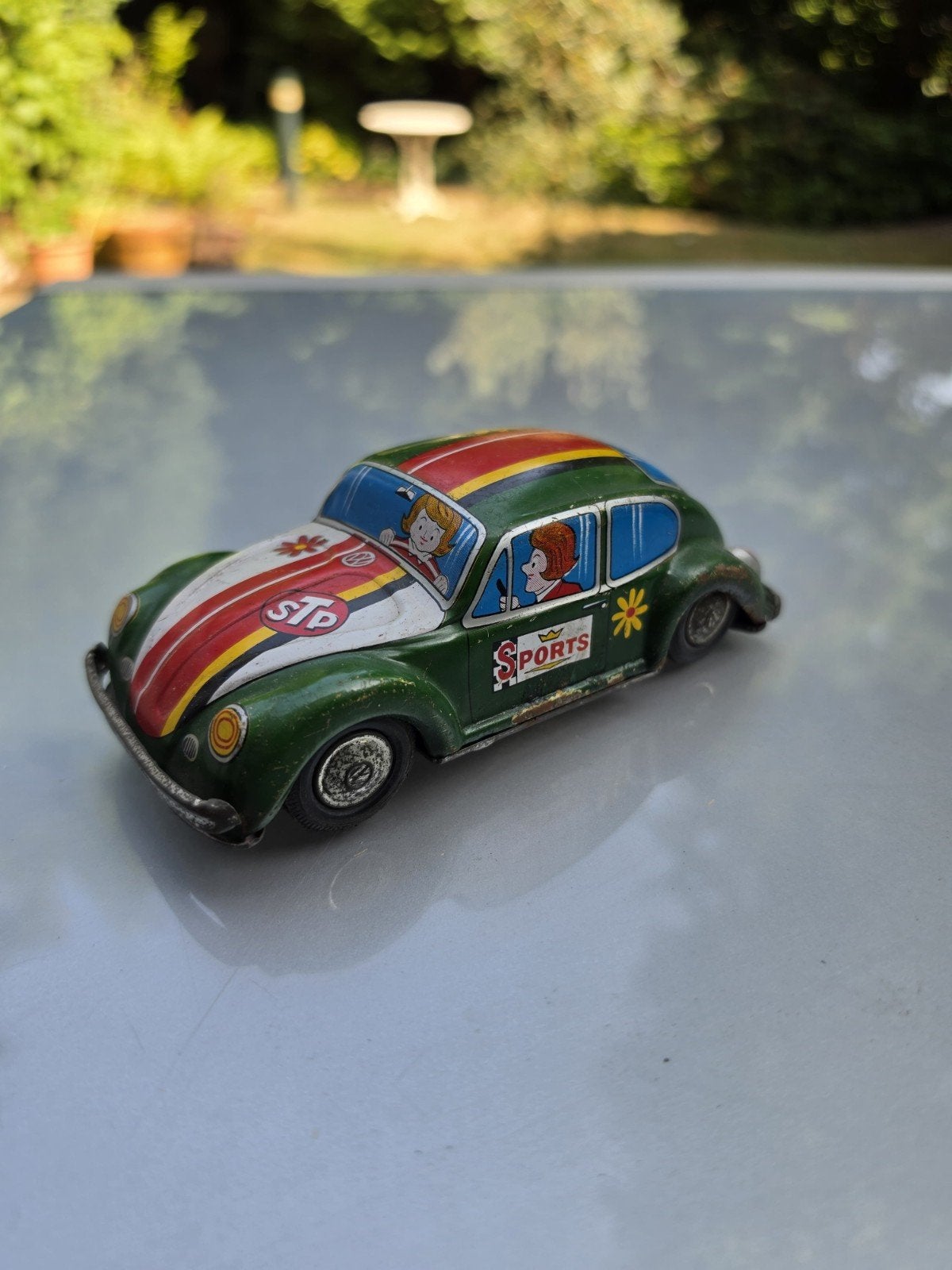 Oude blikken speelgoed Volkswagen Kever Rally modelauto, Ophalen of Verzenden, Gebruikt, Auto