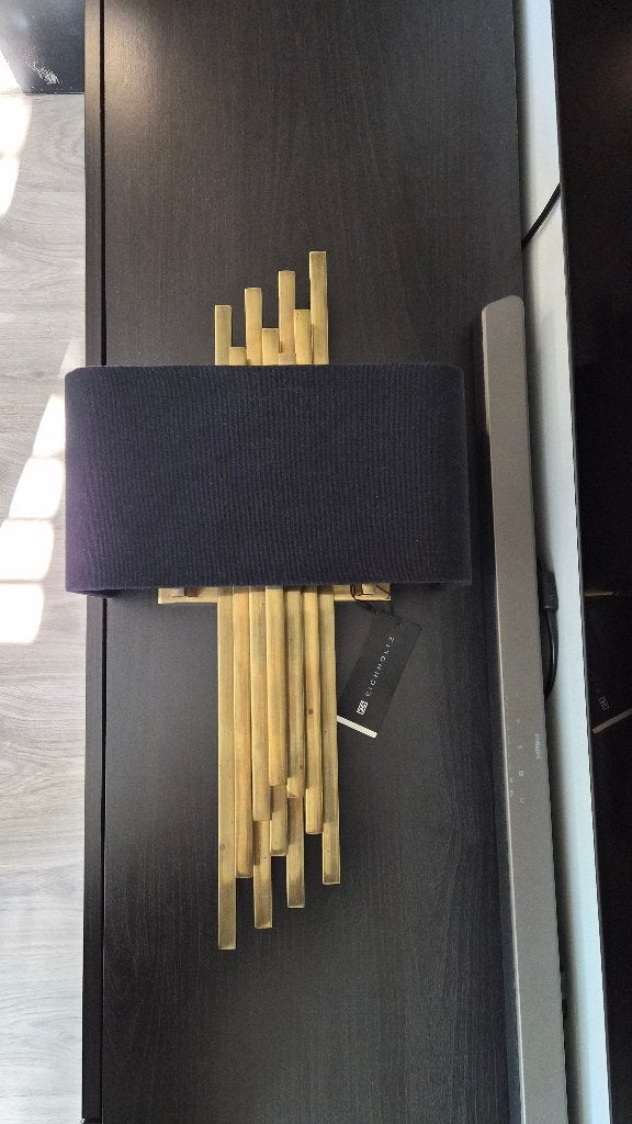 Eichholtz wandlampen set van 2 in goud /messing metaal, Ophalen, Nieuw, E27 (groot), Textiel
