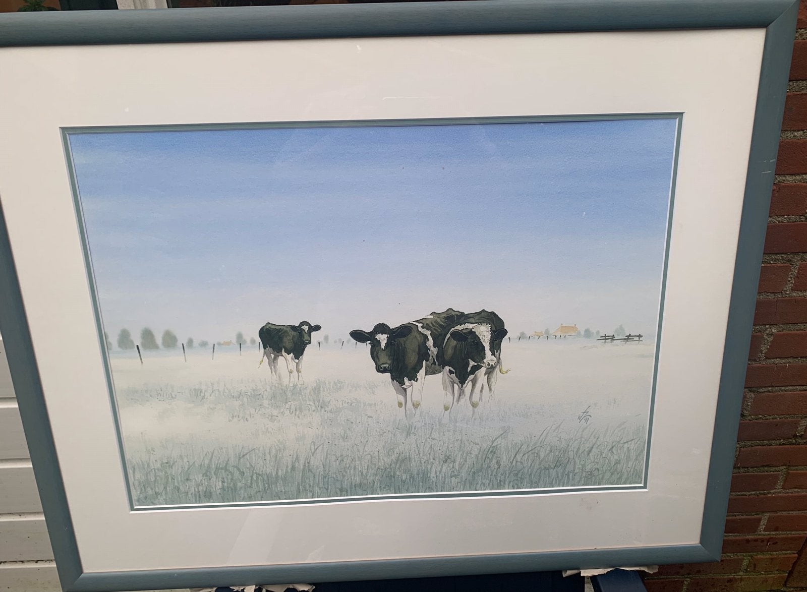 Grote Wiebe van der Zee  Koeien in de mist, Ophalen, 50 – 75, Gebruikt, Schilderij