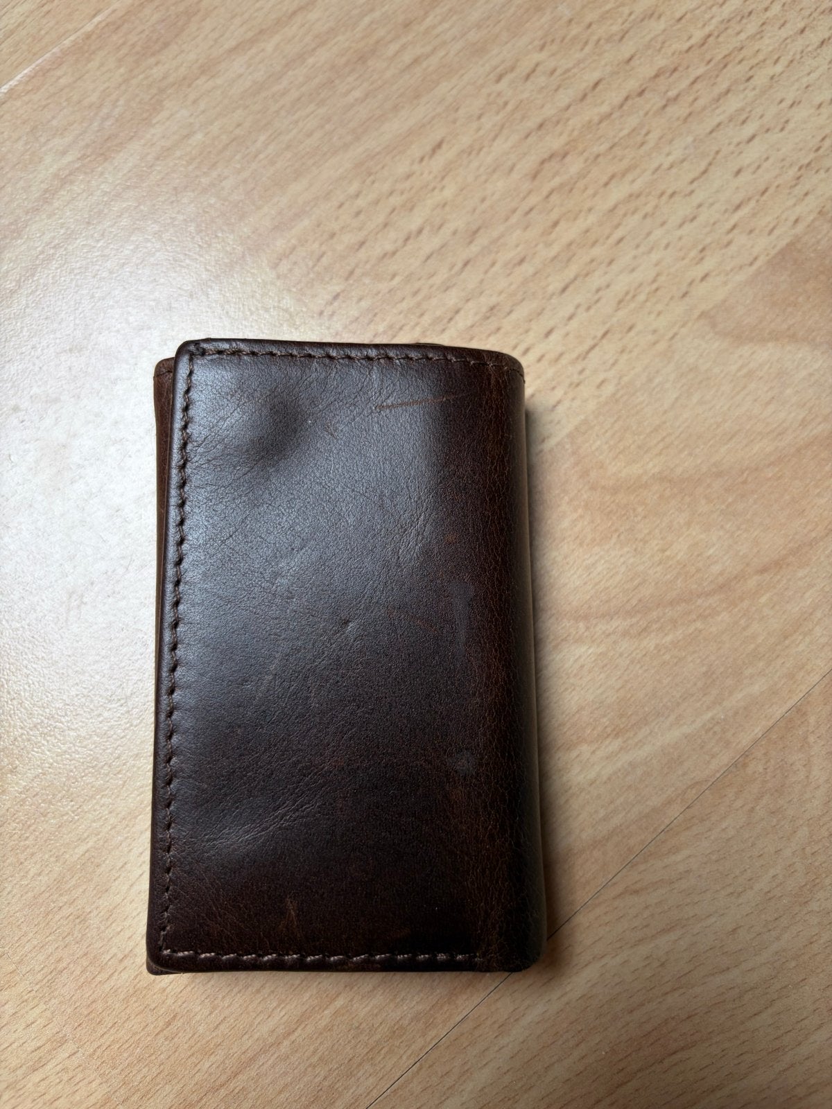 Leren sleuteletui/portemonnee bruin met geld- en muntvak, Gebruikt, Bruin, Leer, Ophalen