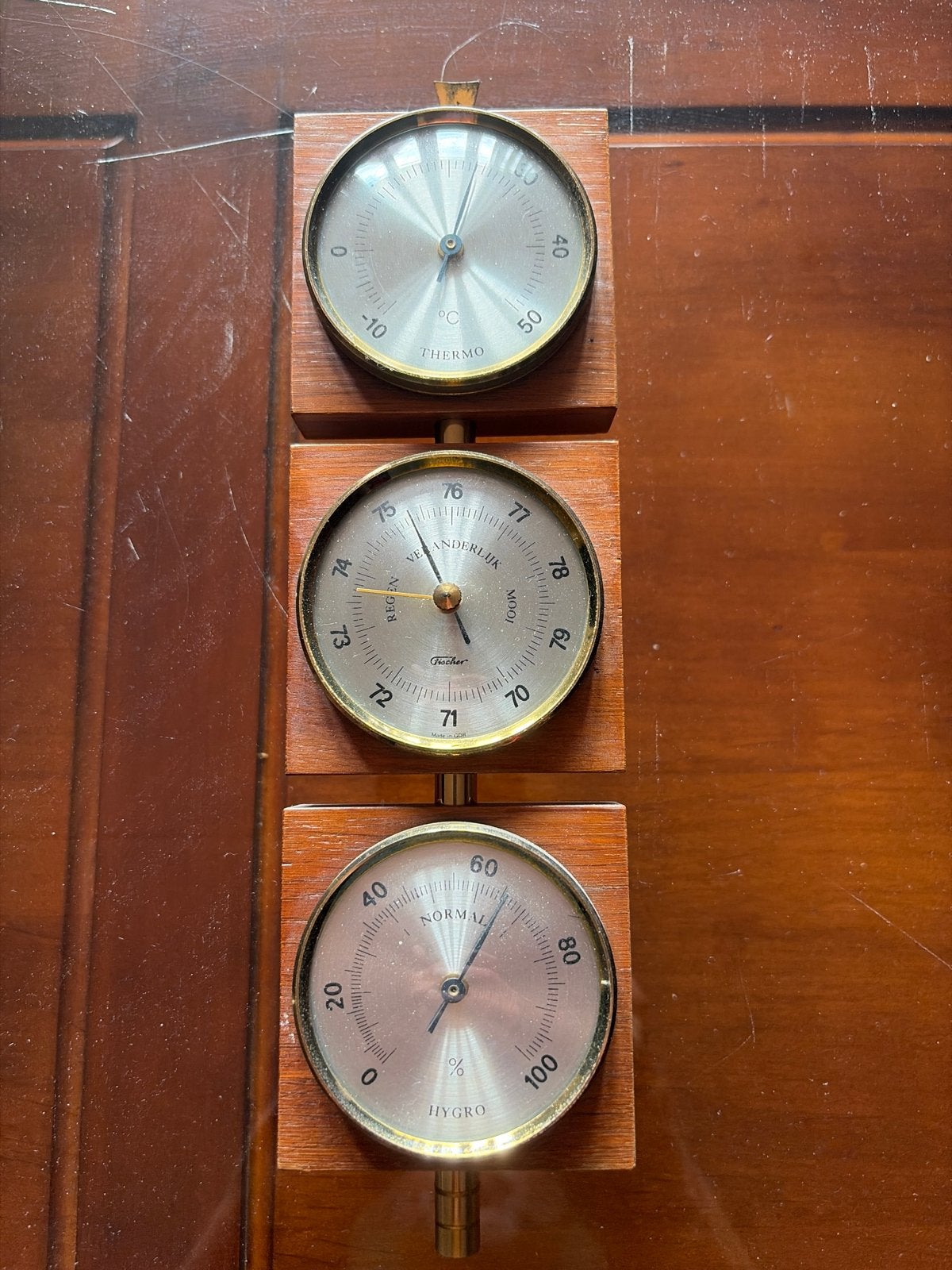 Vintage Weerstation: Barometer, Thermometer, Hygrometer, Ophalen of Verzenden, Gebruikt, Weerstation