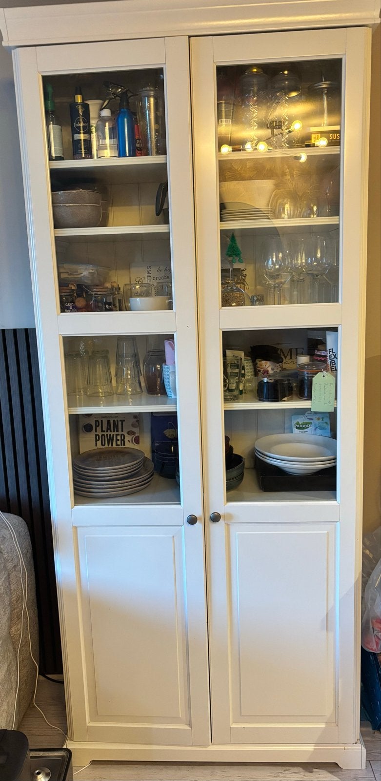 Ikea Liatorp Boekenkast - Witte Vitrinekast met Glazen Deure, Ophalen, Gebruikt, 200 cm of meer, 50 tot 100 cm