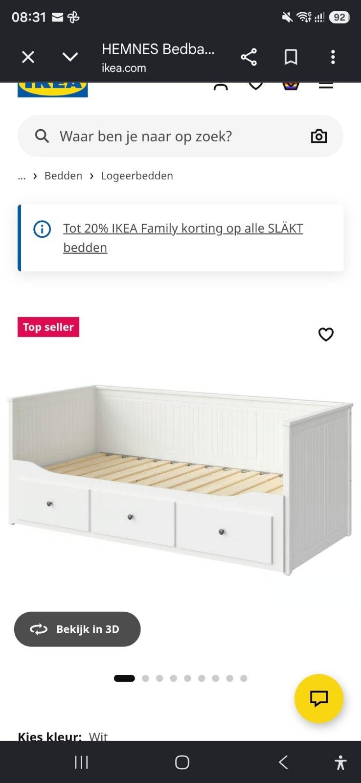 HEMNES Bedbank wit met 3 lades - IKEA, Ophalen, Eenpersoons, Modern, Scandinavisch, Wit