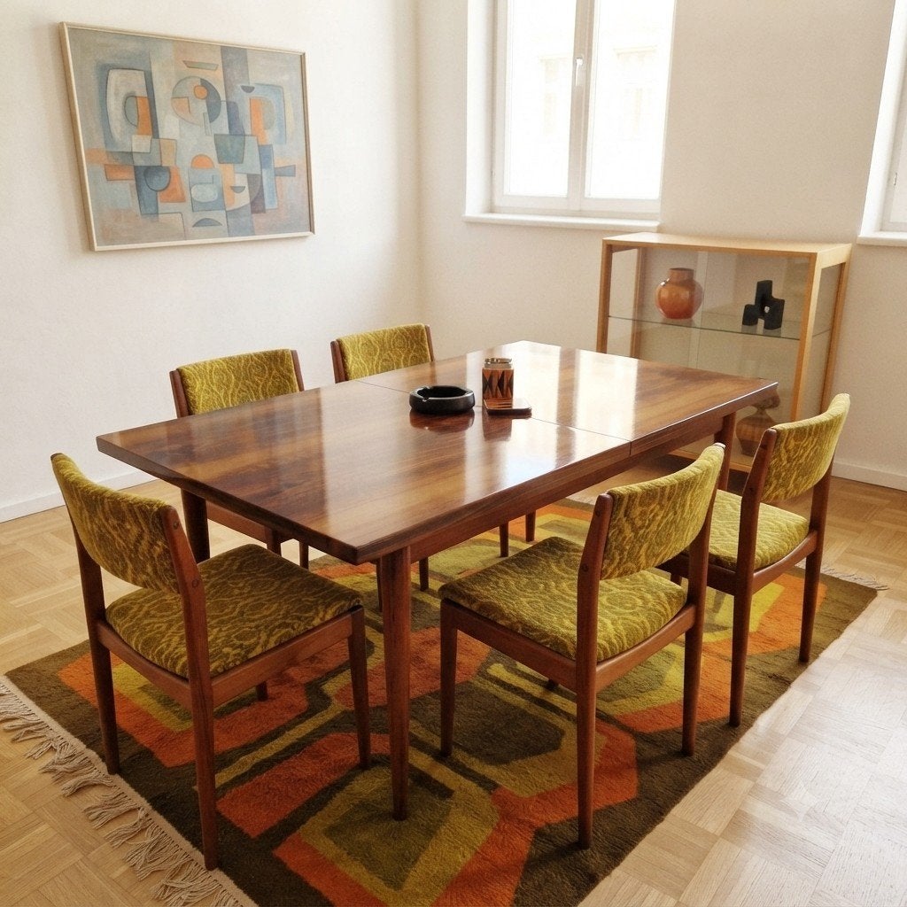 Unieke Mid-Century Modern Eettafel – Oorsprong: Oost-Europa, Huis en Inrichting, Tafels | Eettafels, Gebruikt, Ntp, 50 tot 100 cm