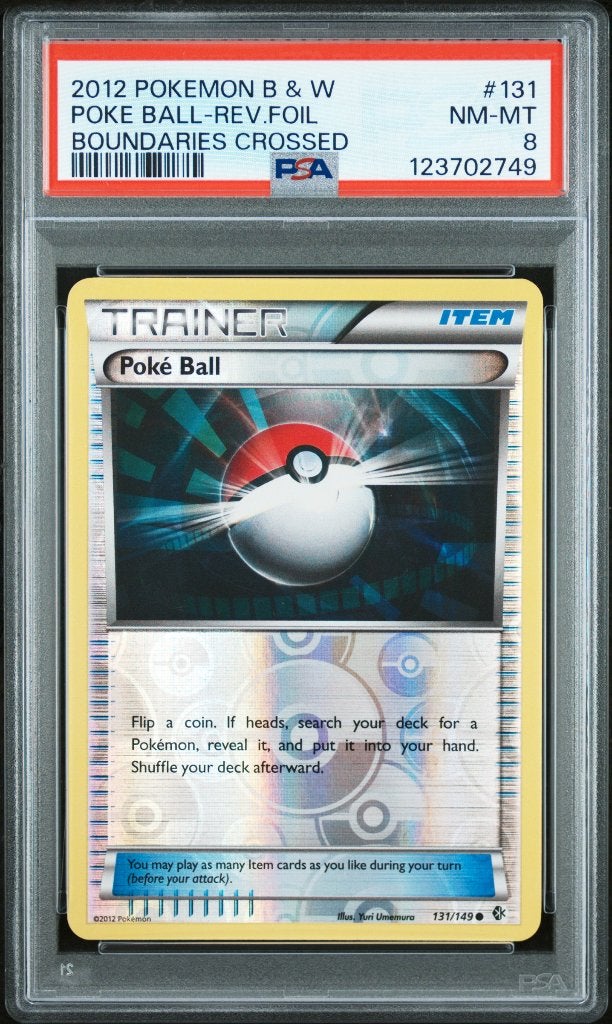 Pokemon Poke Ball B&W Boundaries Crossed Reverse Foil PSA 8, Ophalen of Verzenden, Zo goed als nieuw, Losse kaart, Foil