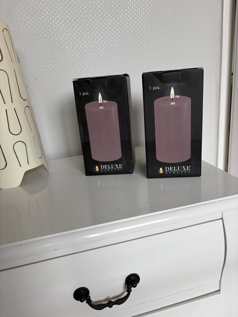 Real flame Led kaarsen, lila. Ook per stuk mogelijk!, Ophalen of Verzenden, Zo goed als nieuw, Overige materialen