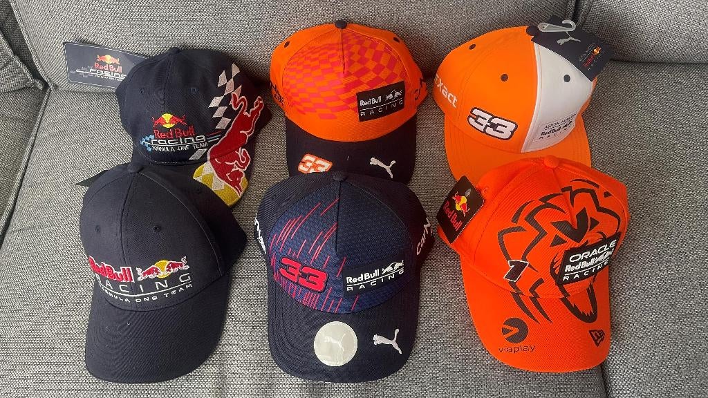 6x Red Bull Racing F1 Caps, Verzamelen, Ophalen, Nieuw, Formule 1