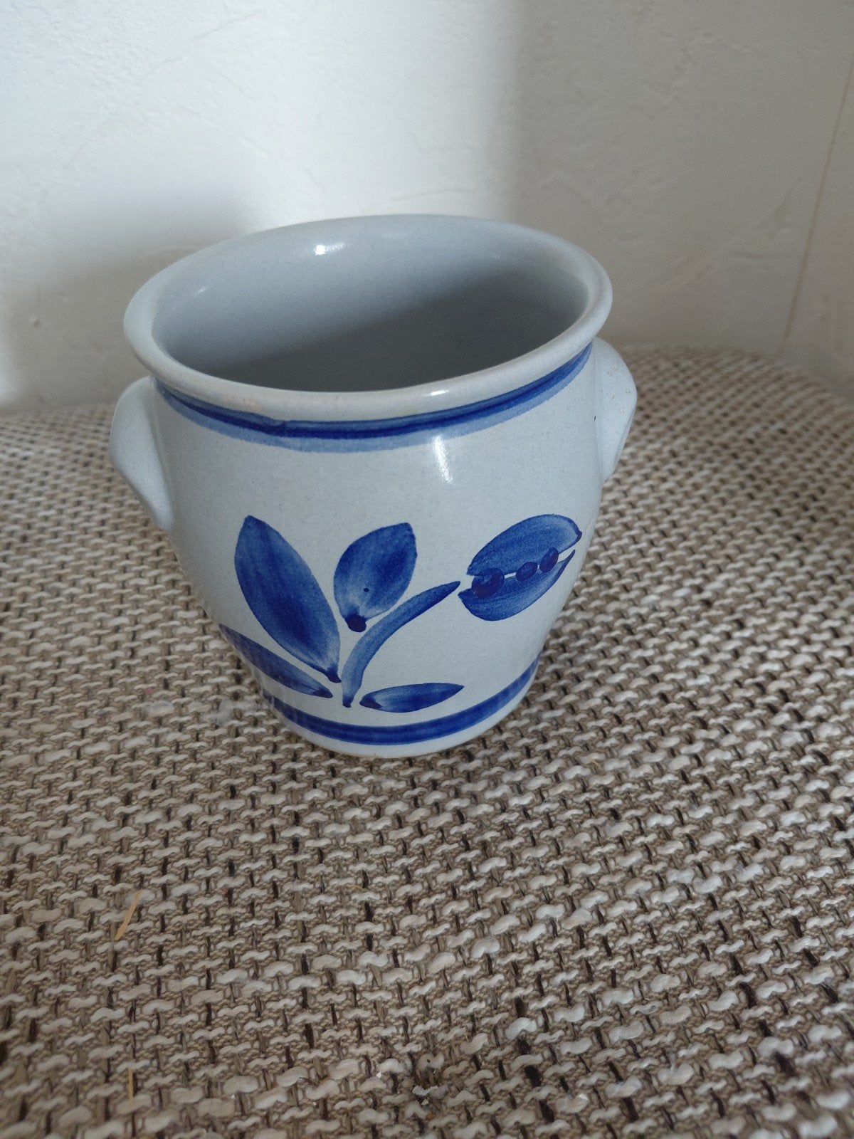 Vintage G.E.R. Keramiek Potje - Blauw Bloemenpatroon, Ophalen of Verzenden