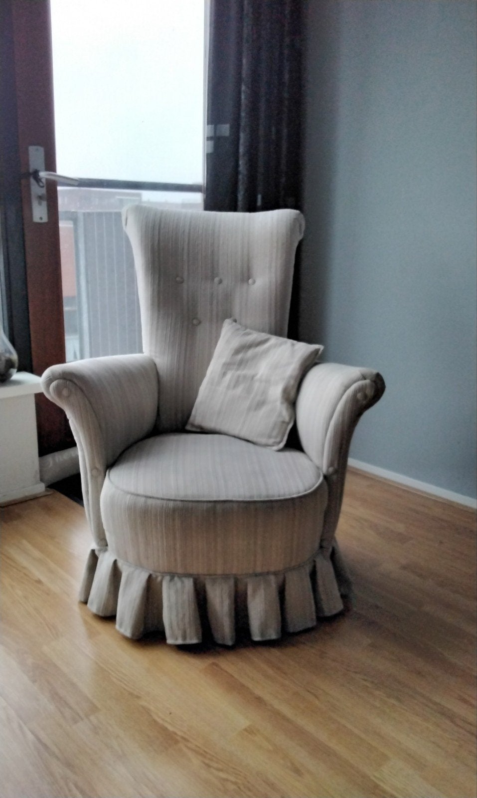 Gestreept licht beige zitvlak 45 cm, Ophalen, Minder dan 75 cm, Stof, 50 tot 75 cm