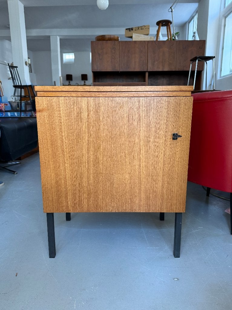 Oud teakhouten naaimachinekast, vintage midcentury kast, Ophalen