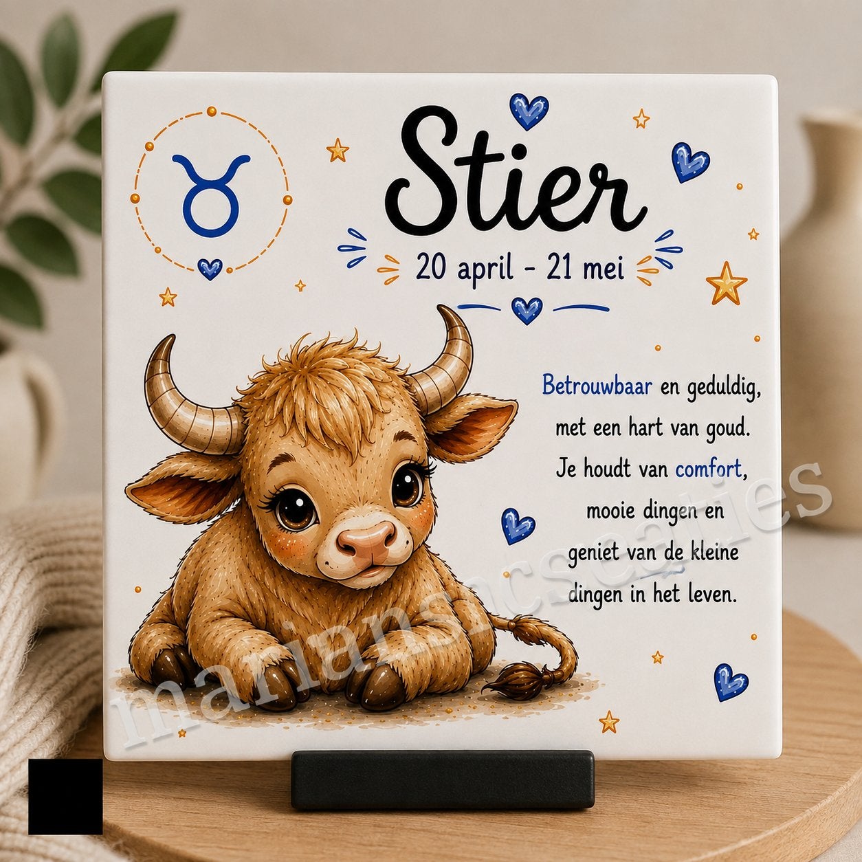 Tegel met Sterrenbeeld en Karakteromschrijving - 15x15cm, Overige merken, Handgemaakt, Nieuw, Ophalen of Verzenden