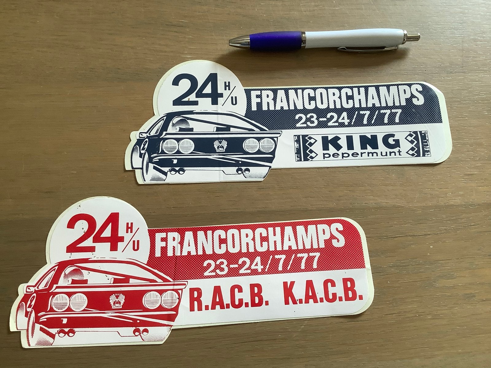 24 uur Francorchamps 1977 stickers - King Pepermunt / RACB, Ophalen of Verzenden, Nieuw, Meerdere stickers
