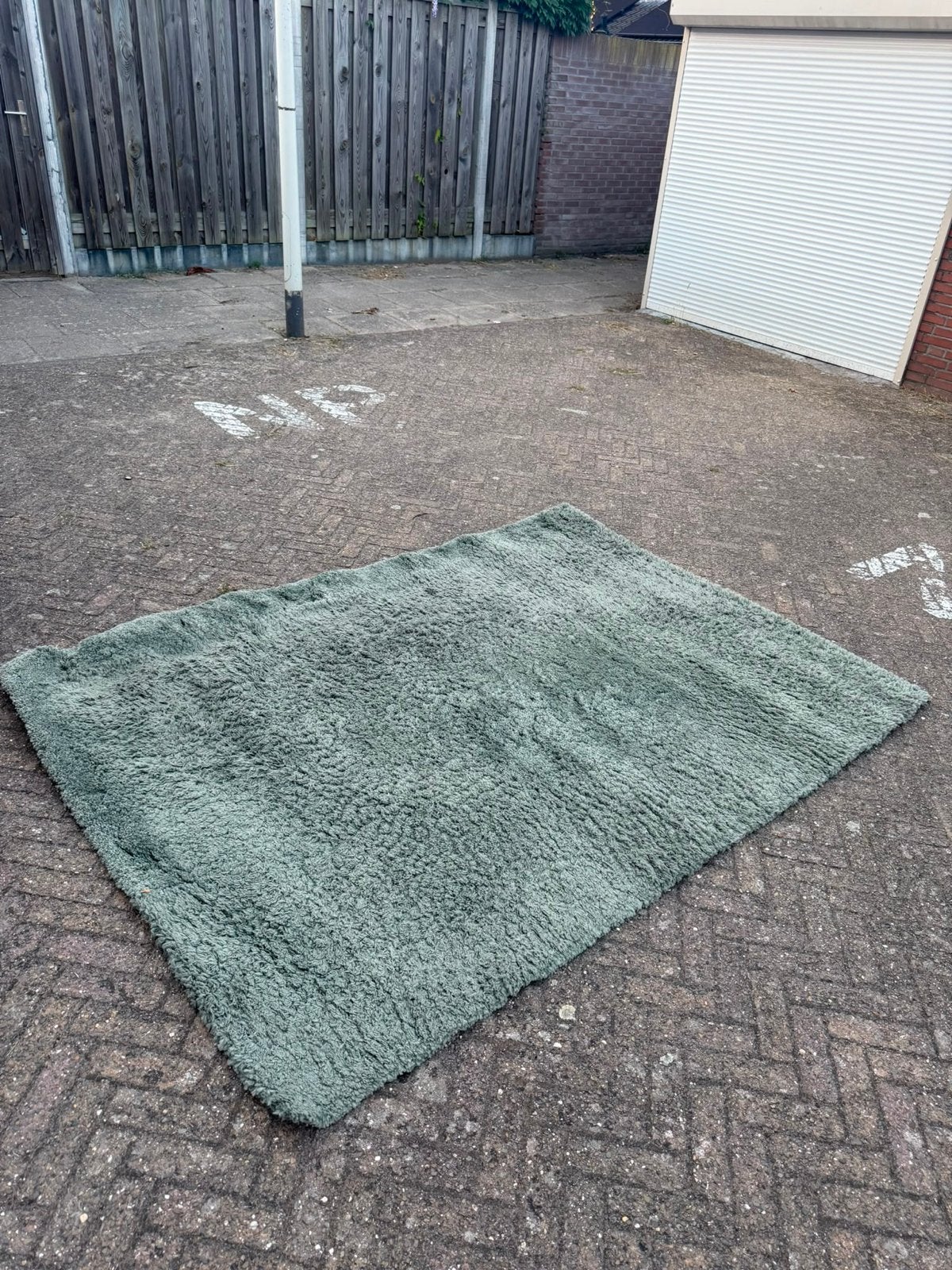 Groen hoogpolig vloerkleed 160x239 - Zo goed als nieuw, Ophalen, 150 tot 200 cm, 200 cm of meer, Zo goed als nieuw
