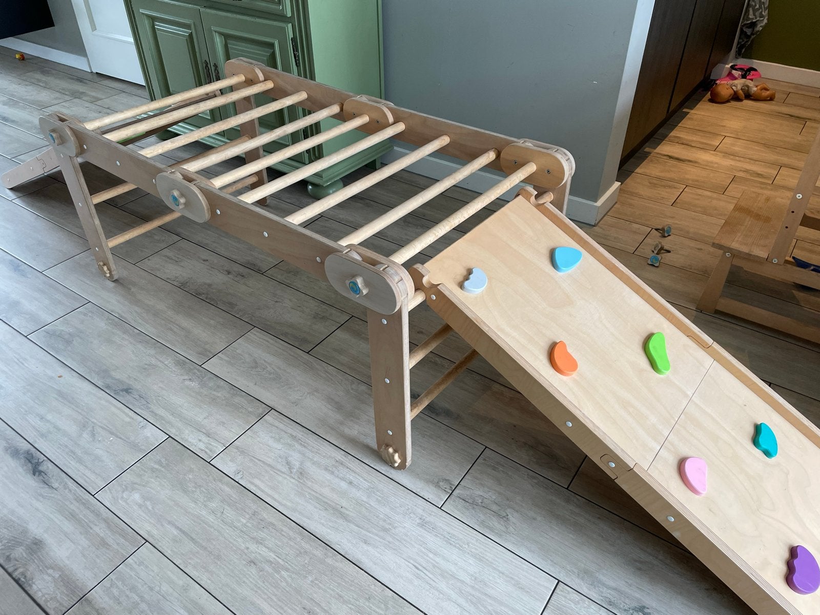 Houten Klimrek met Glijbaan/Klimwand voor Kinderen, Ophalen, Gebruikt, Klimwand