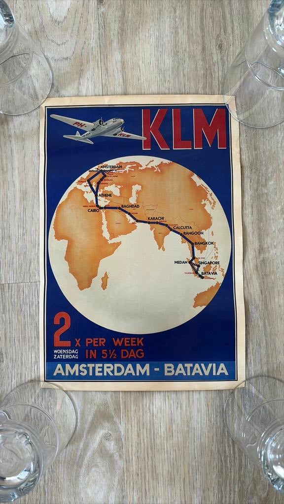 KLM postertje Kelin formaat oud, Ophalen of Verzenden, Zo goed als nieuw, Overige typen