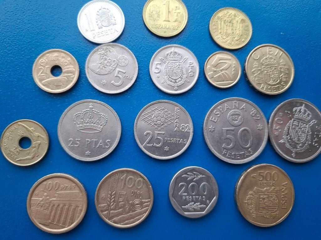 Spanje, Lot van 1 peseta t/m 500 peseta Juan Carlos, Verzenden, Overige landen, Setje